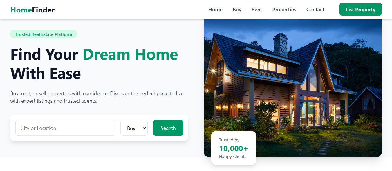Full-stack Property listing Website